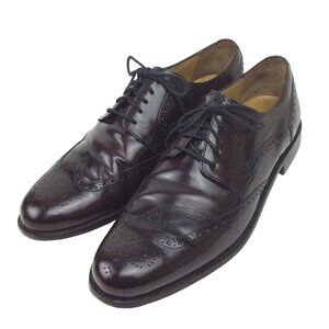 Cole Haan Mens Burgundy Leather Wingtip Oxford Shoes Size 10.5 M